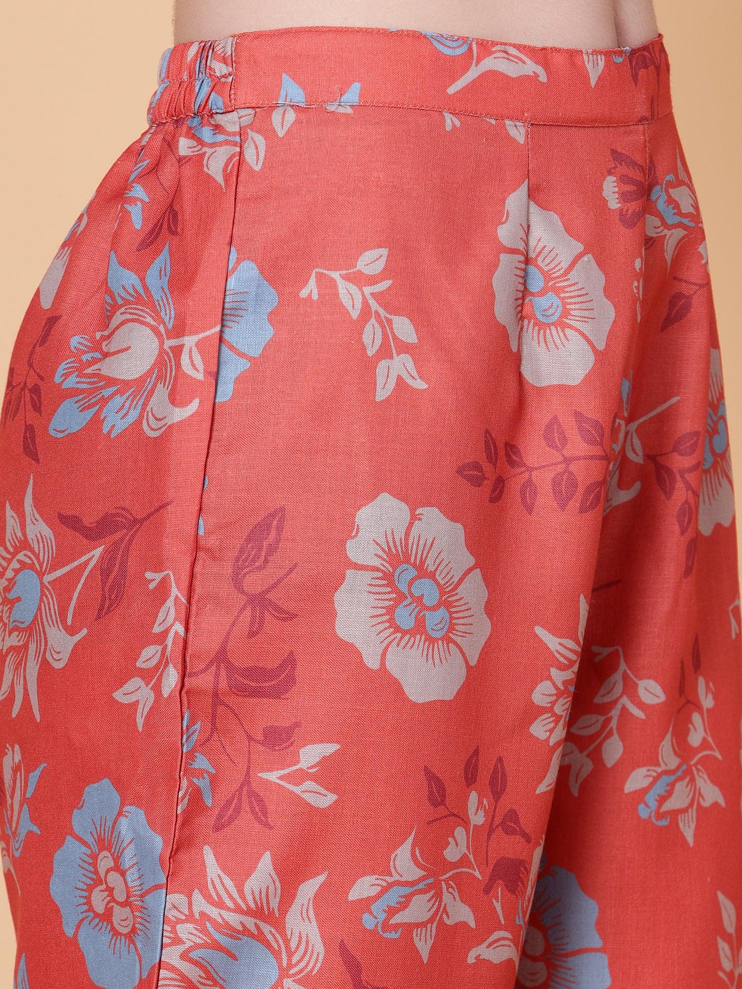 Women Printed Co-Ord Set Orange
