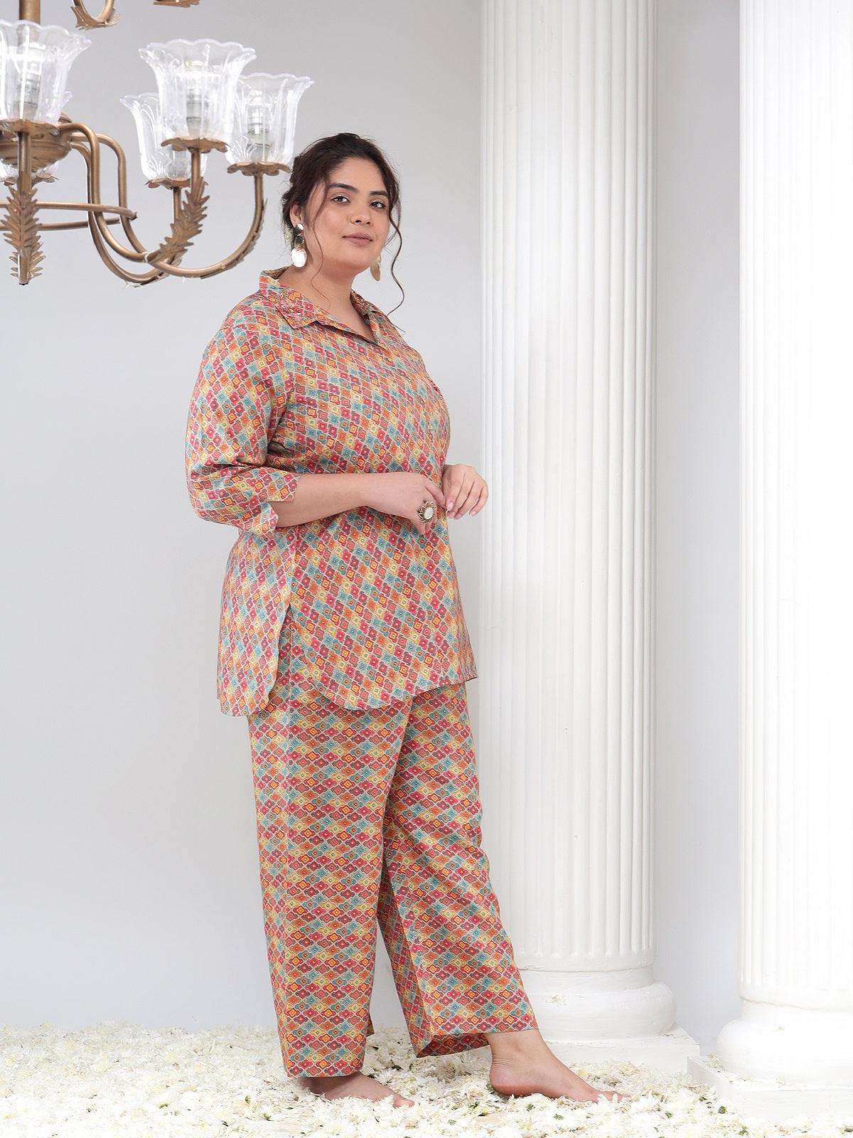 Plus Size Womens Co-Ord Set Tunic and Trouser Set