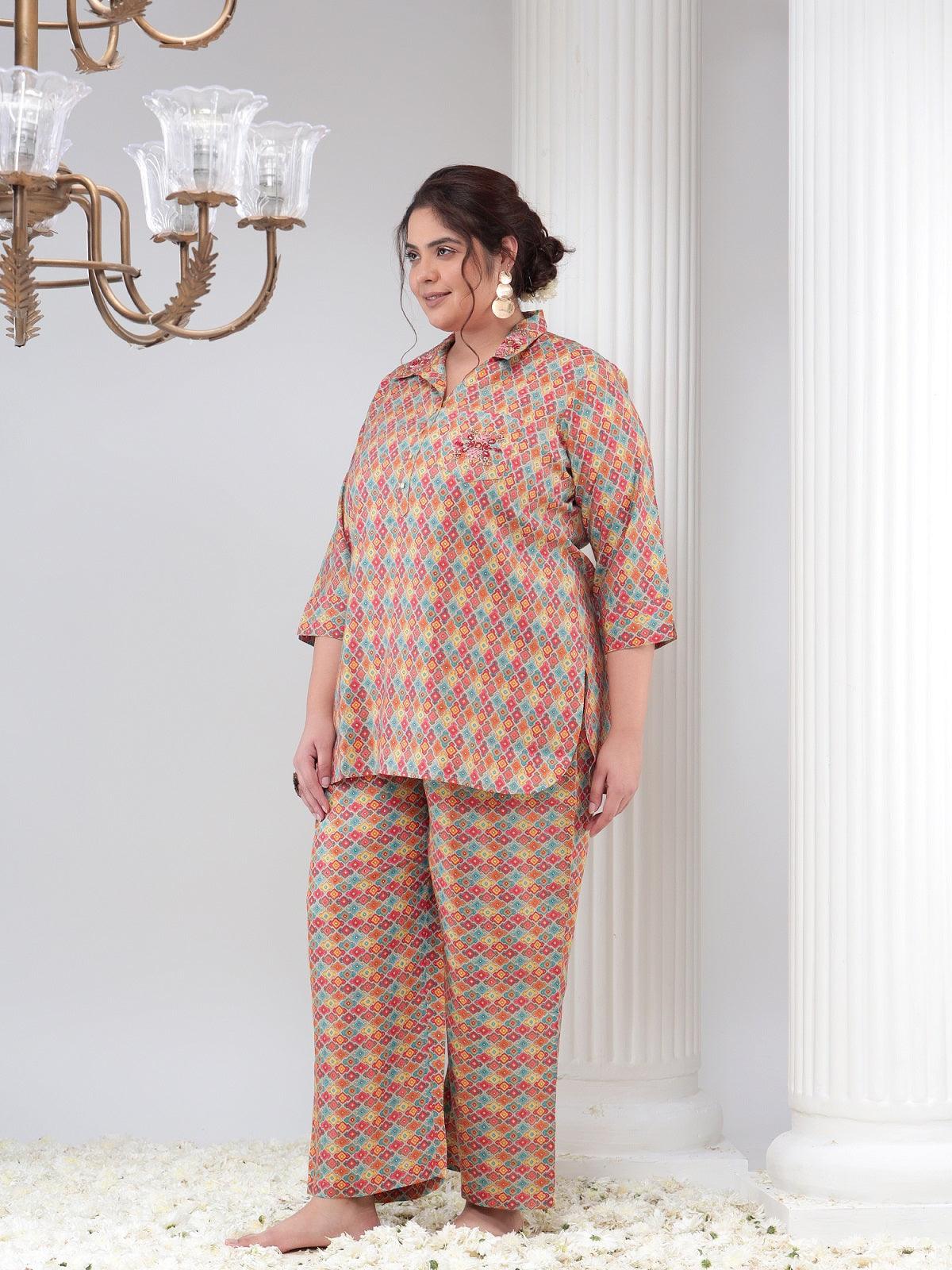 Plus Size Womens Co-Ord Set Tunic and Trouser Set