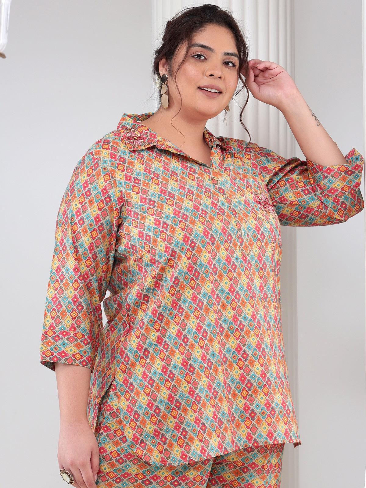 Plus Size Womens Co-Ord Set Tunic and Trouser Set