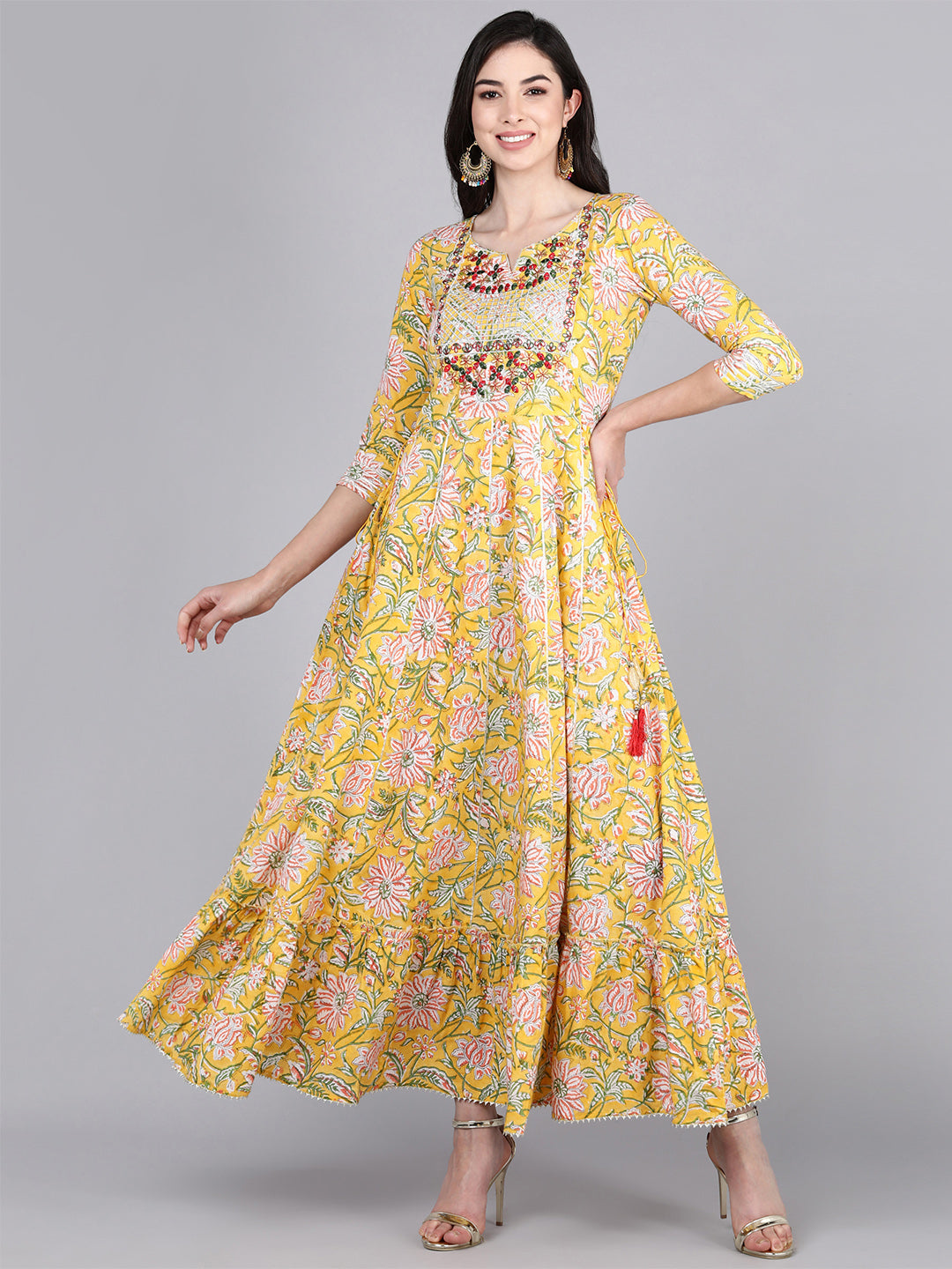 Bani Women Off-Shoulder Womens Floral Printed Dress Multi