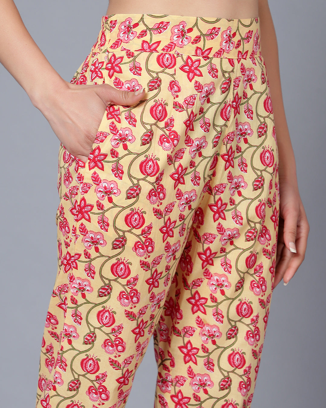 Bani Women Yellow Printed Pure Cotton Kurta with Trousers &amp; With Dupatta