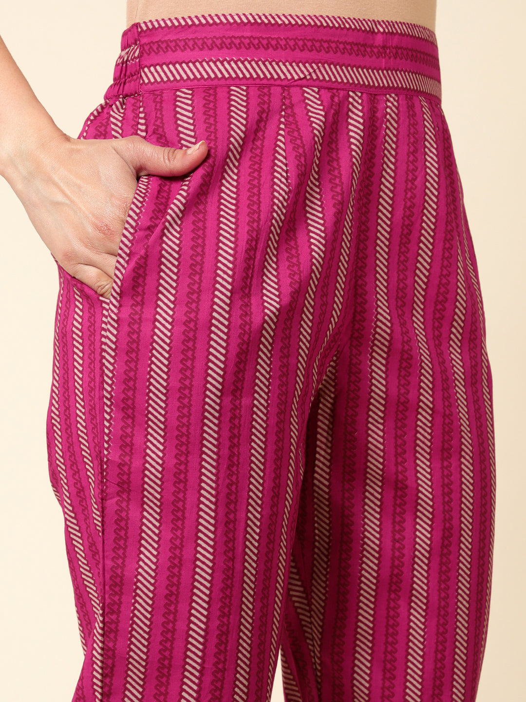 Bani Women Yoke Design Fuchsia Kurta Pant Set With Dupatta