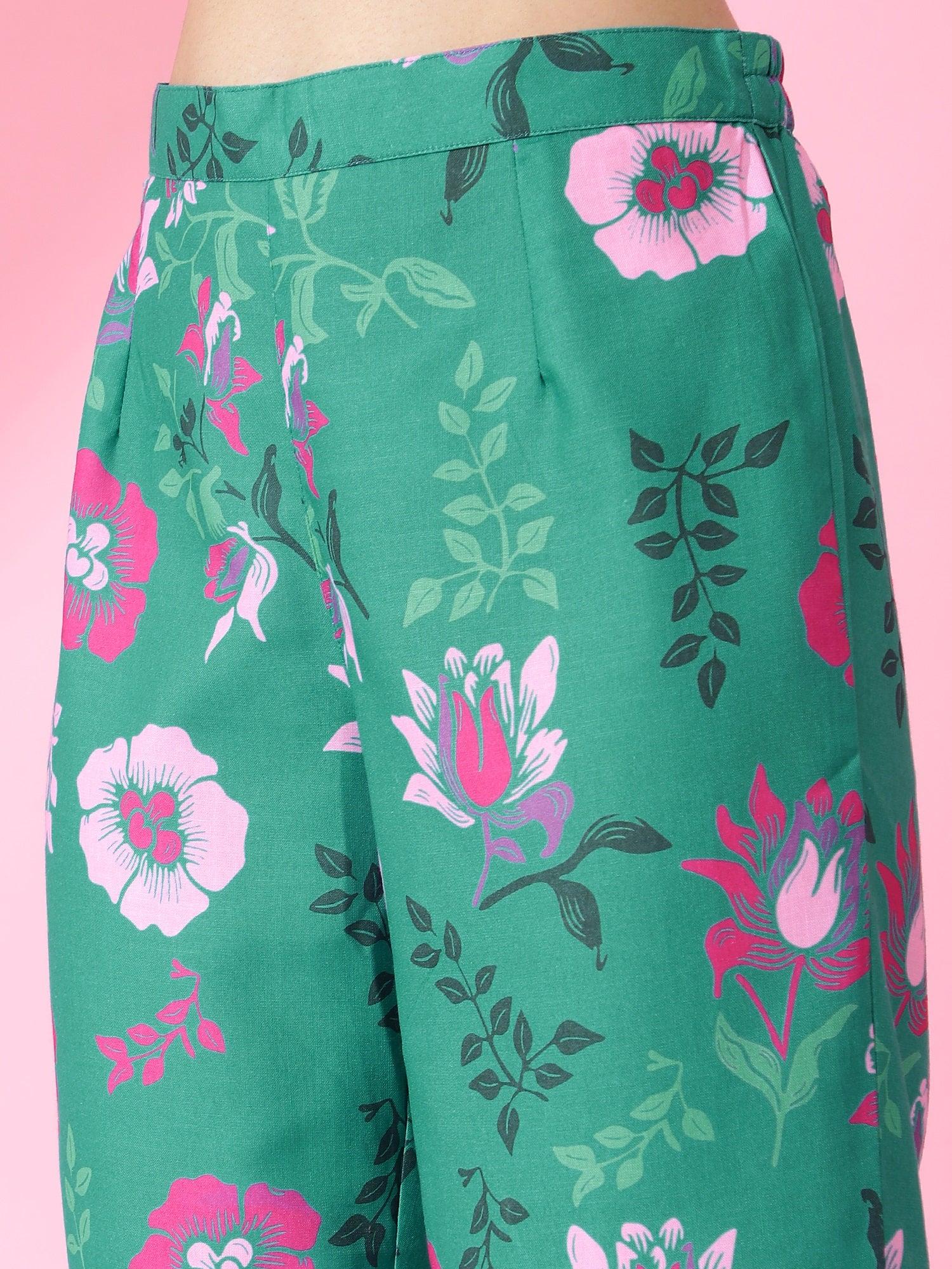 Women Printed Co-Ord Set Green