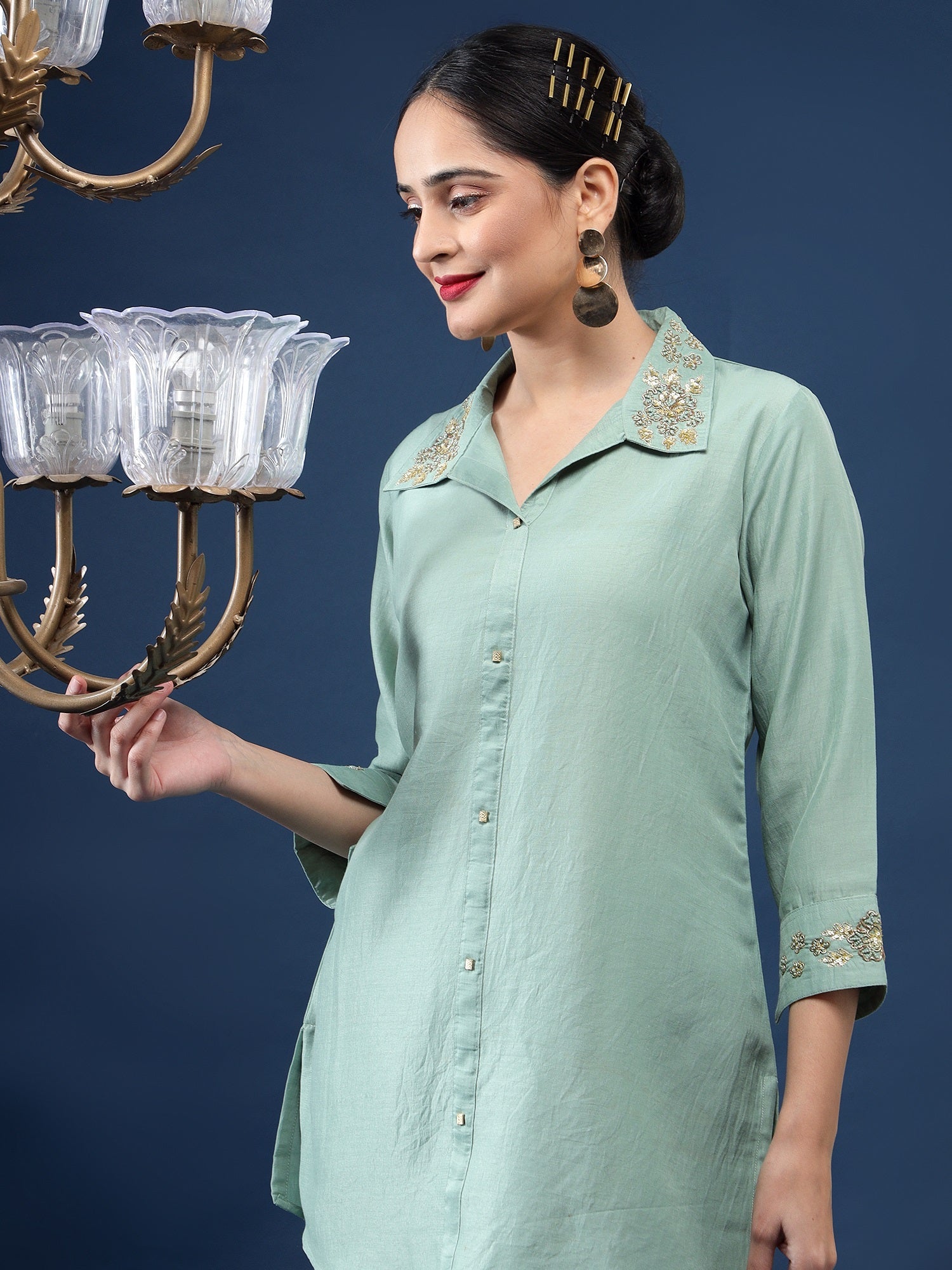Bani Women Embellished Shirt Collar Co-Ord Set