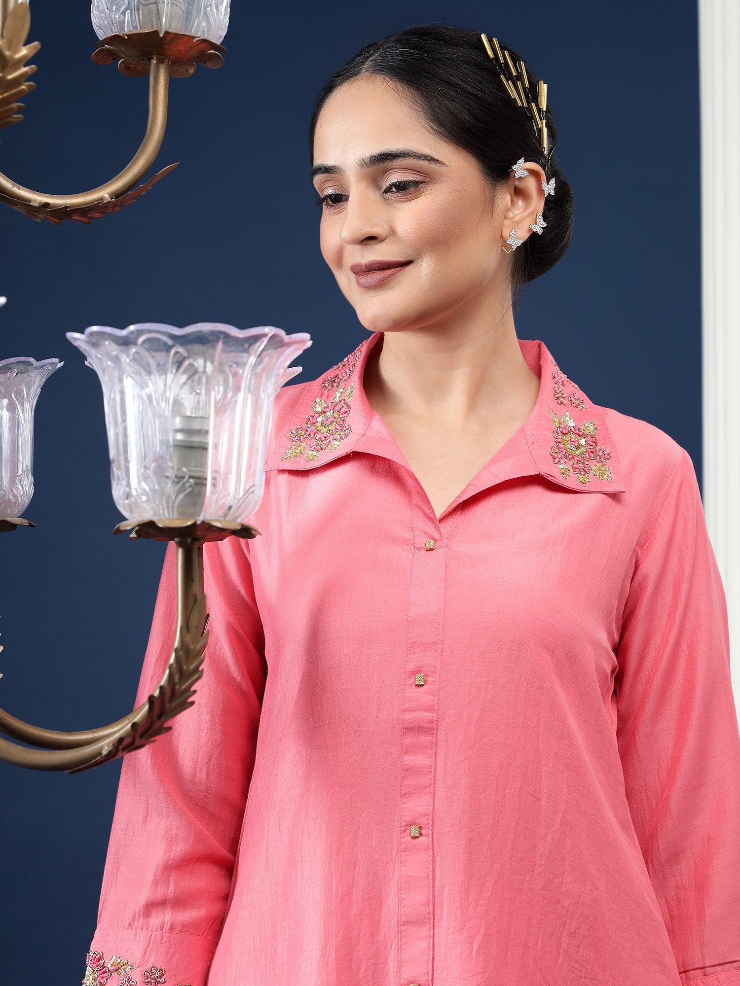 Bani Women Embellished Shirt Collar Co-Ord Set