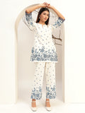 Floral Printed Round Neck Tunic With Trouser Co-Ords Set
