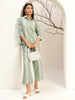 Green Color Collar Neck Casual Tunic With Trouser Co-Ords Set
