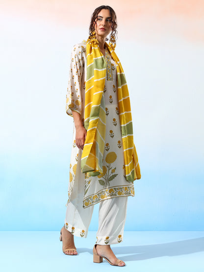 Laila Muslin Yellow Floral Printed Kurta Set