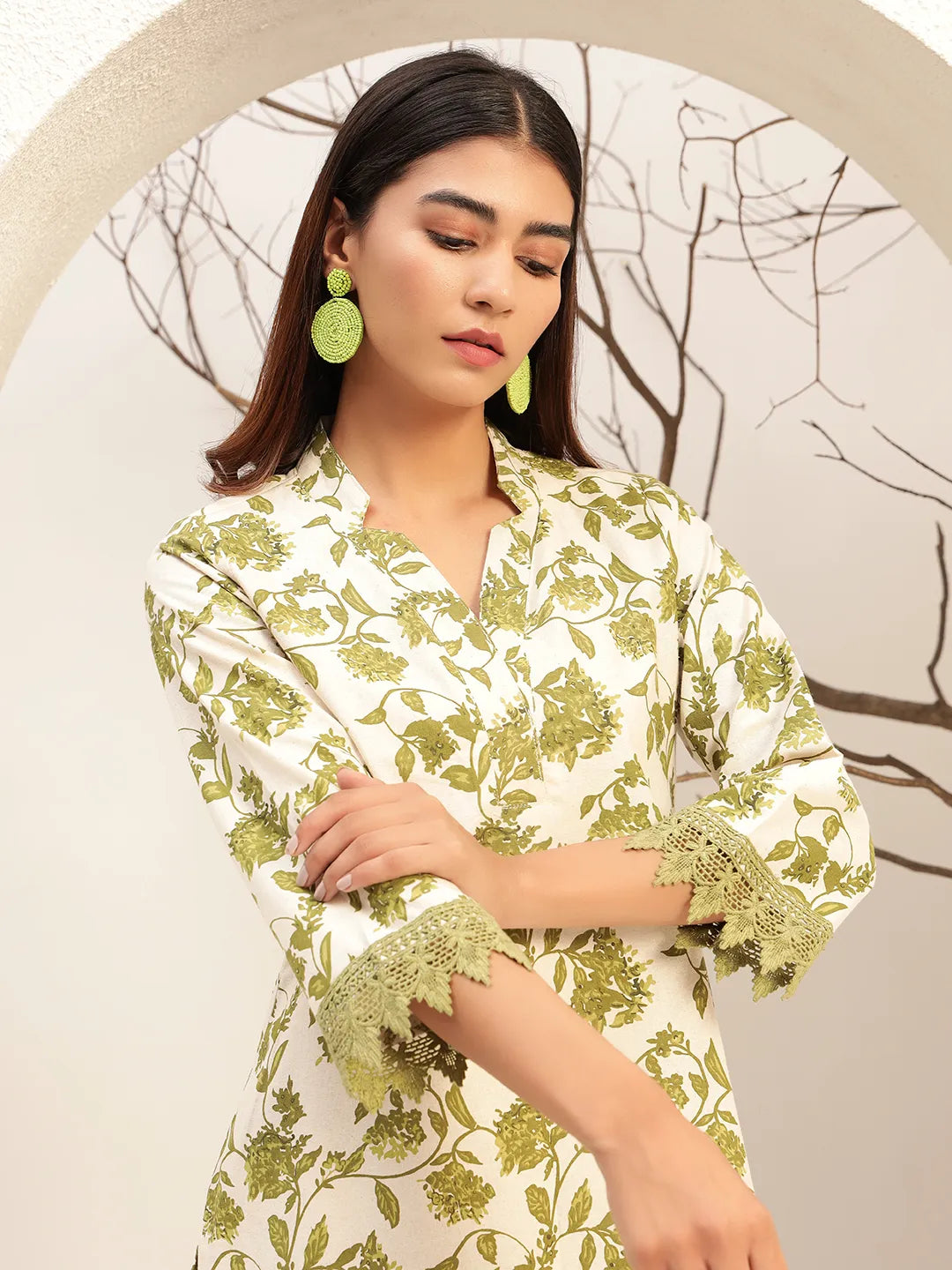 Floral Printed V-Neck Casual Tunic With Trouser Co-Ords Set