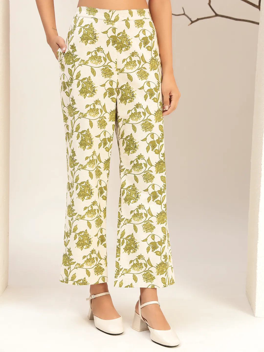 Floral Printed V-Neck Casual Tunic With Trouser Co-Ords Set