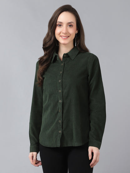 Women Full Sleeve  Co-Ords Shirt Brown