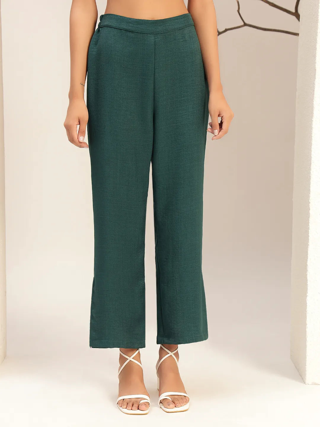 Embroidered V-Neck Casual Tunic With Trouser Co-Ords