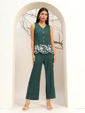 Embroidered V-Neck Casual Tunic With Trouser Co-Ords