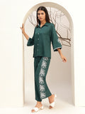 Lace Detailed Shirt Collar Shirt With Trouser Co-Ords