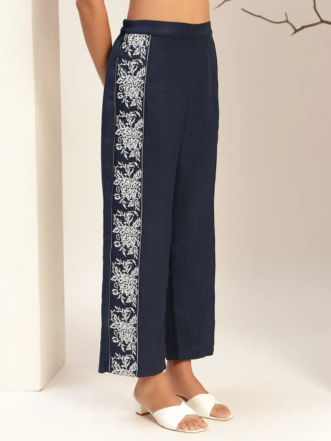 Lace Detailed Shirt Collar Shirt With Trouser Co-Ords