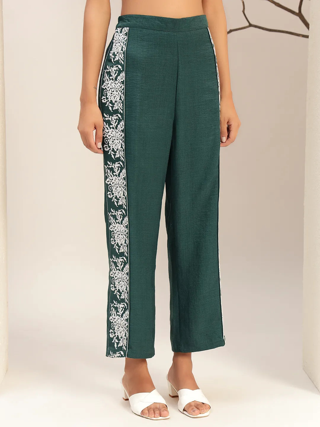 Lace Detailed Shirt Collar Shirt With Trouser Co-Ords