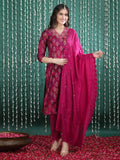 Women Ethnic Motifs Printed Regular Thread Work Kurta with Trousers & With Dupatta