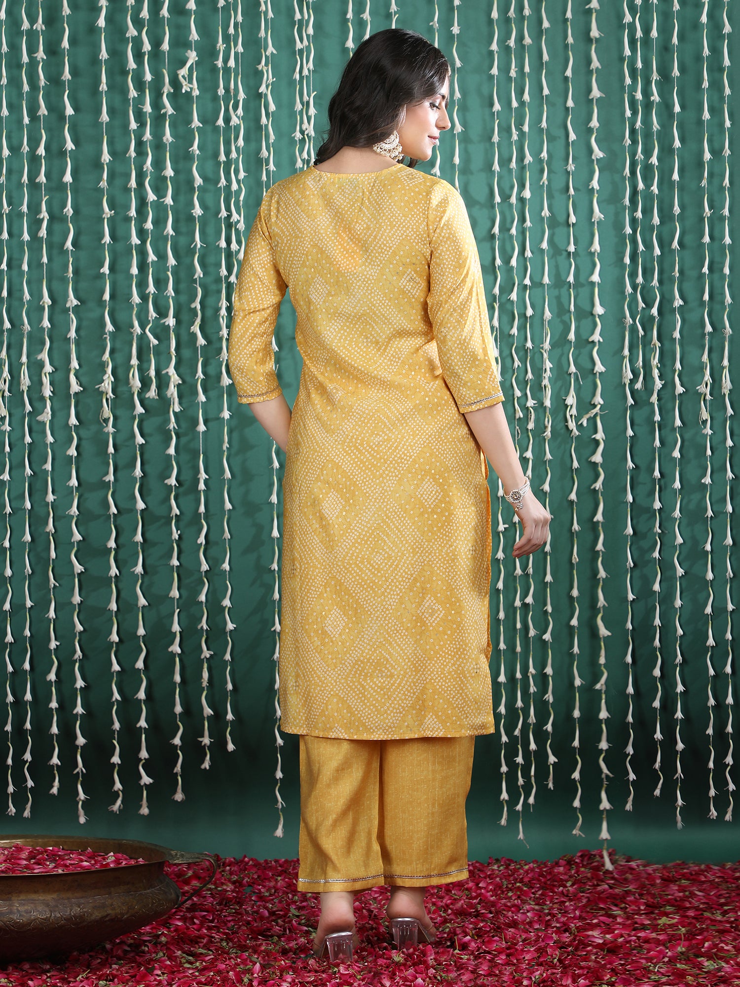 Women Ethnic Motifs Printed Regular Gotta Patti Kurta with Trousers & With Dupatta