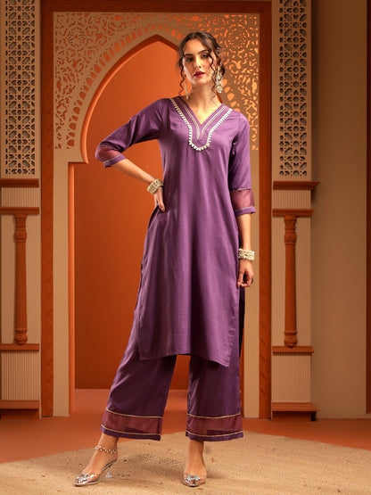 Arya Purple Muslin Yoke Kurta Set