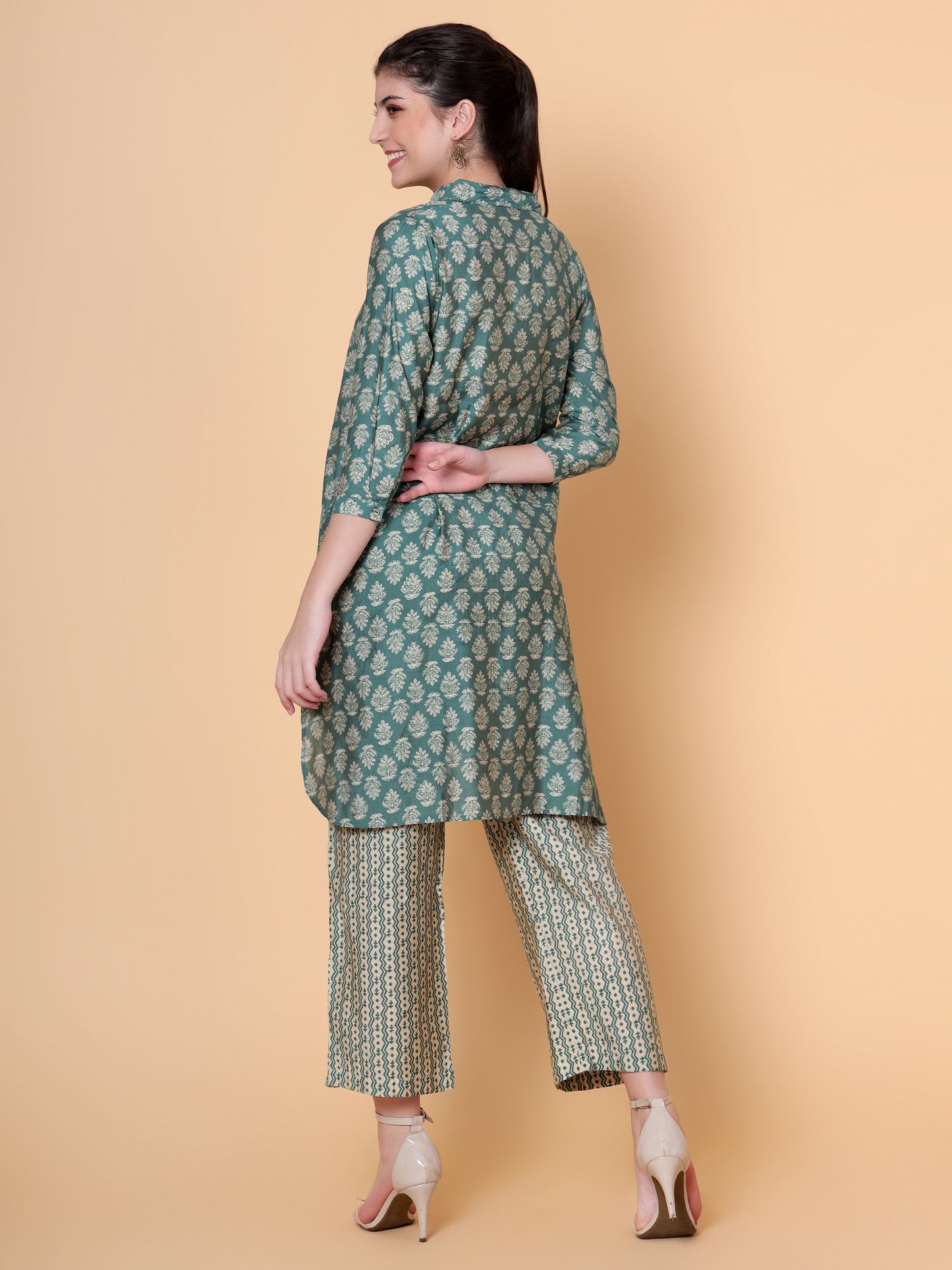 Women Printed Co-Ord Set Green