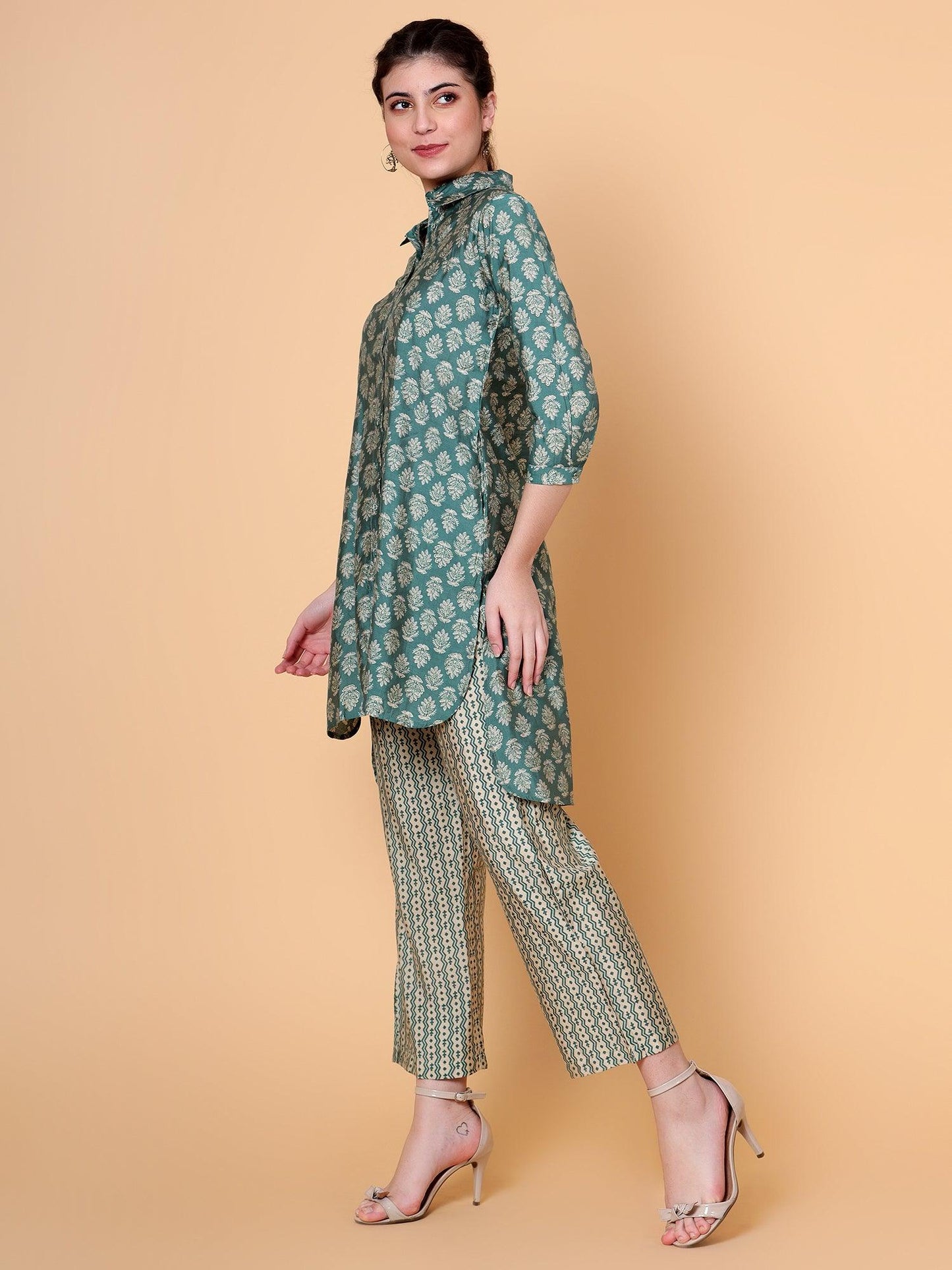 Women Printed Co-Ord Set Green