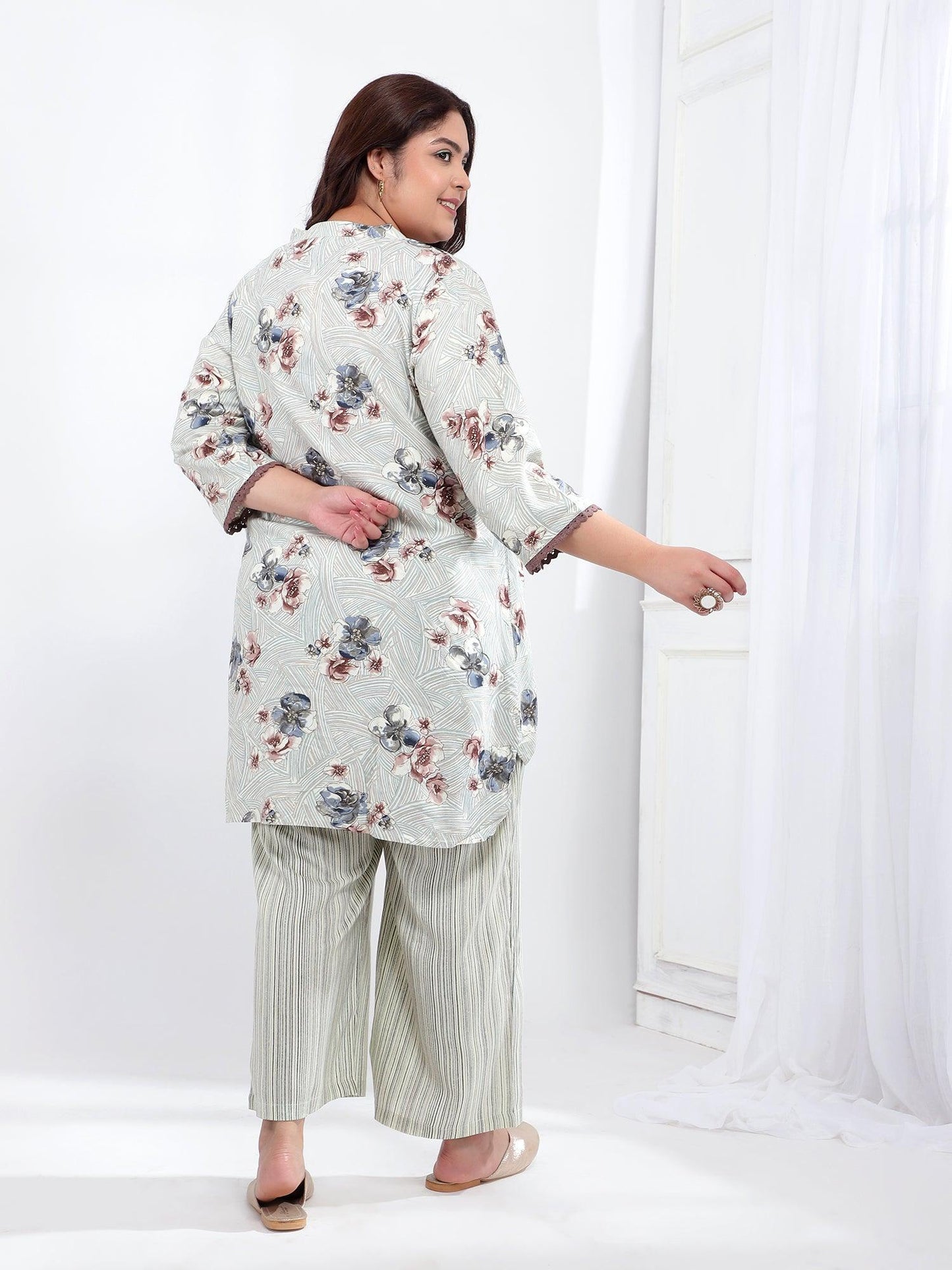 Plus Size Printed Liva Co-Ord Set