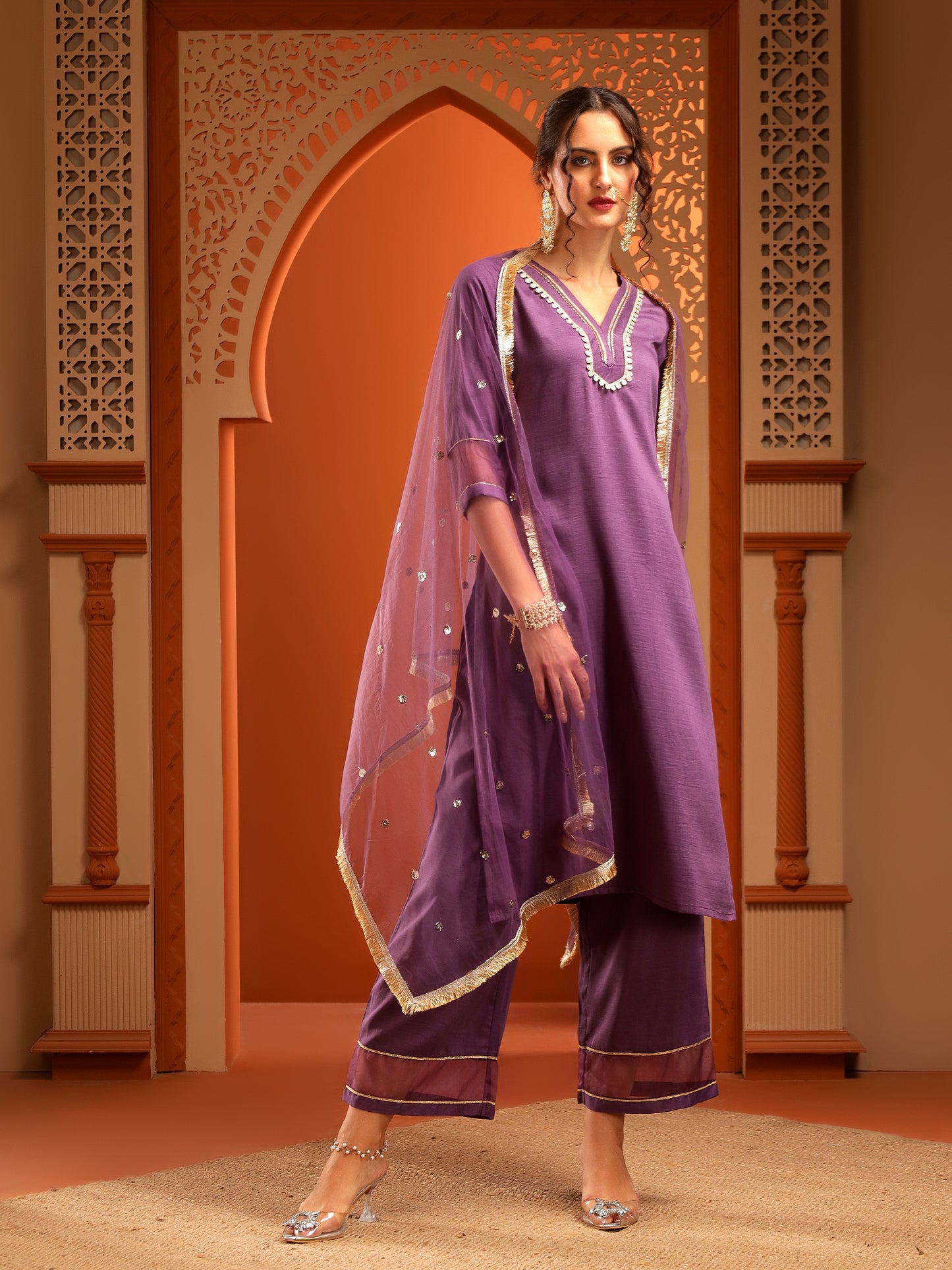 Arya Purple Muslin Yoke Kurta Set