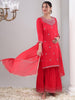 Bani Women Red Ethnic Motife Sharara Set with Dupatta