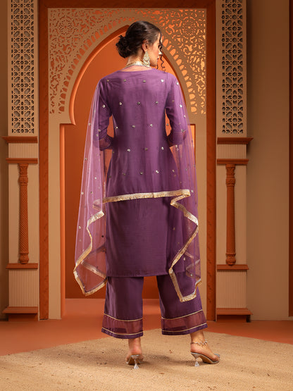 Arya Purple Muslin Yoke Kurta Set