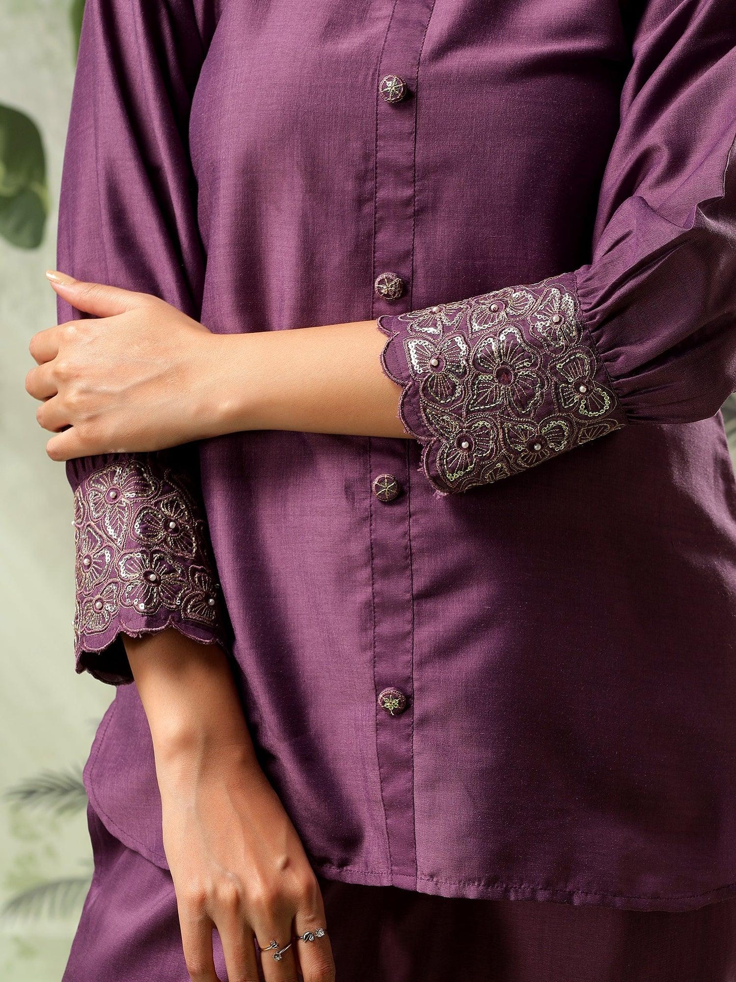 Swarna Purple Muslin Embellished Co-Ord Set