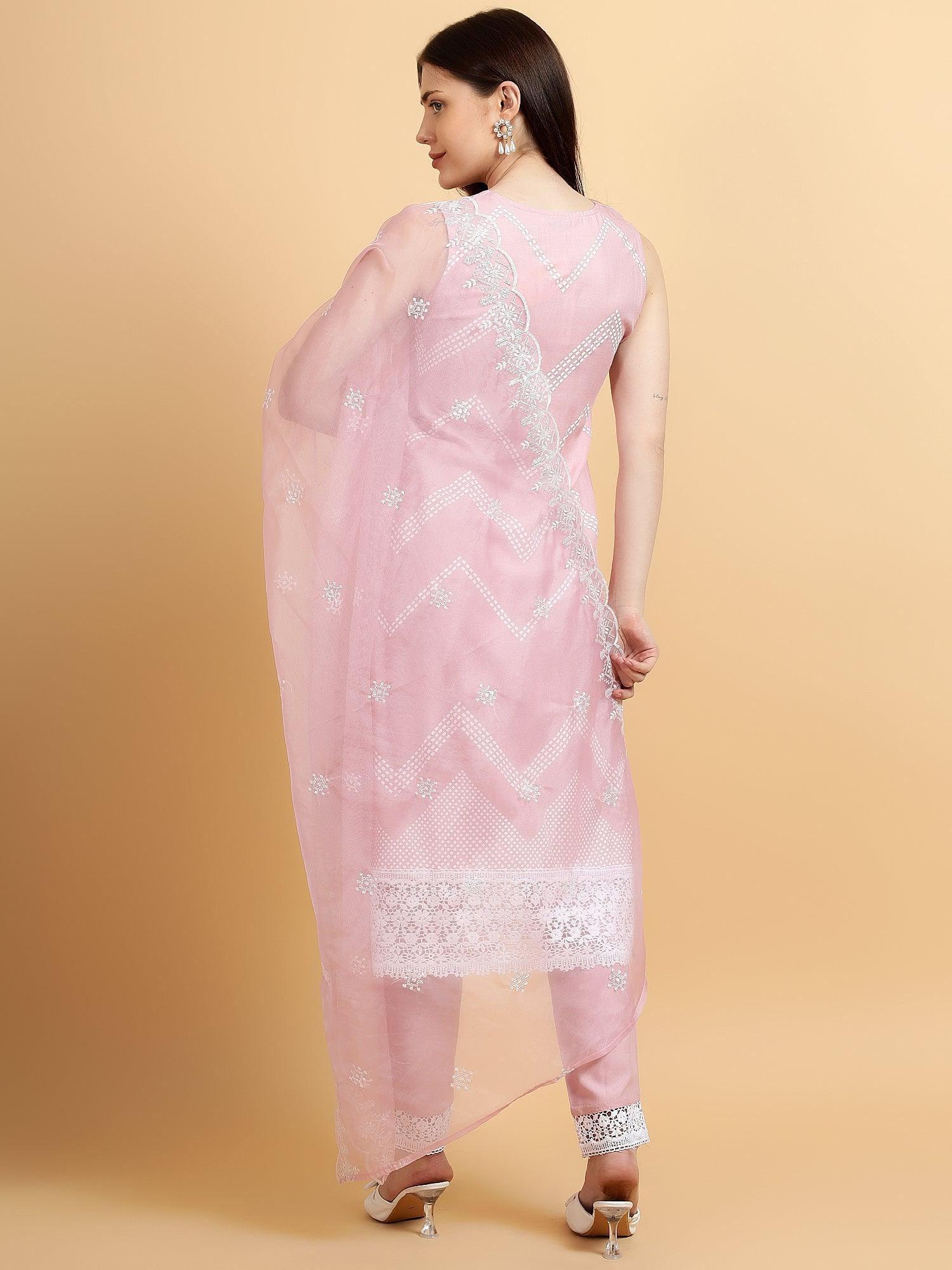 Bani Women Embroidered Rayon Kurta with Trouser & Dupatta Set