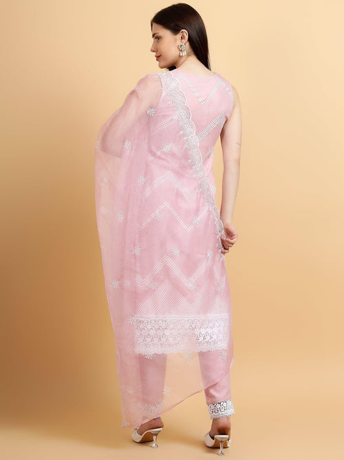 Bani Women Embroidered Rayon Kurta with Trouser & Dupatta Set