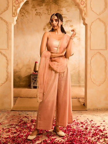 Effortless Glamour Pink Cotton Lurex Co-Ord Set