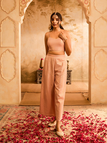 Effortless Glamour Pink Cotton Lurex Co-Ord Set