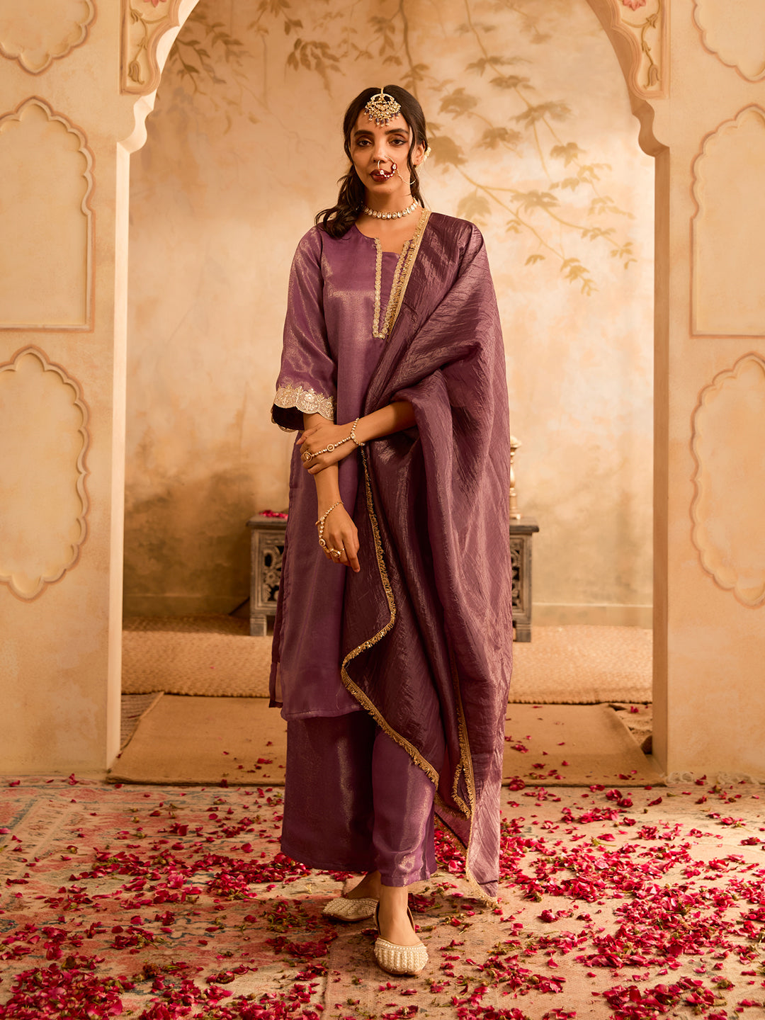 Rajkumari Katha Purple Silk Kurta Set Inspired by Royal Tales