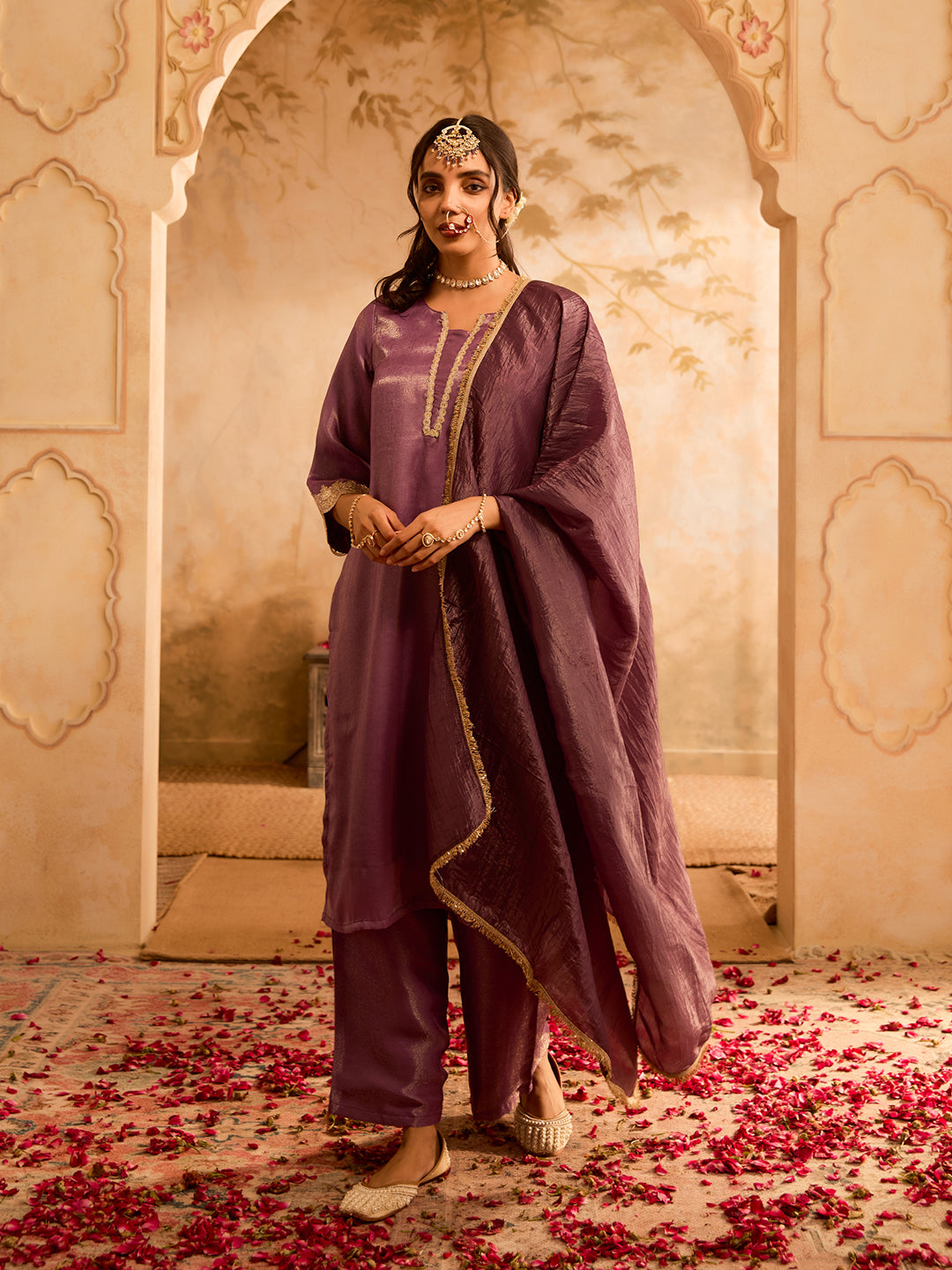 Rajkumari Katha Purple Silk Kurta Set Inspired by Royal Tales