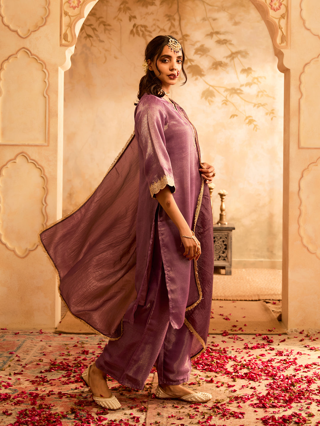 Rajkumari Katha Purple Silk Kurta Set Inspired by Royal Tales