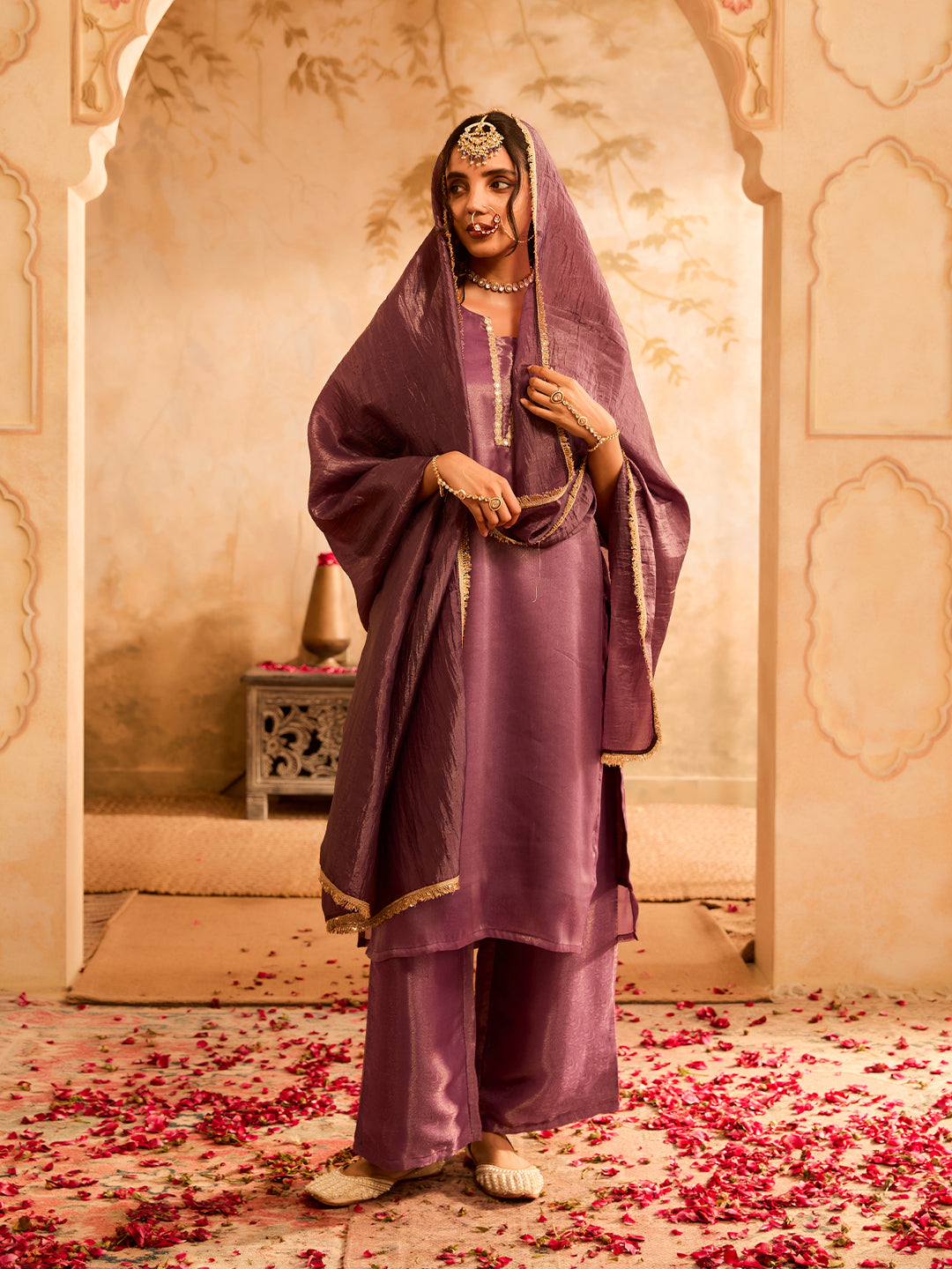 Rajkumari Katha Purple Silk Kurta Set Inspired by Royal Tales