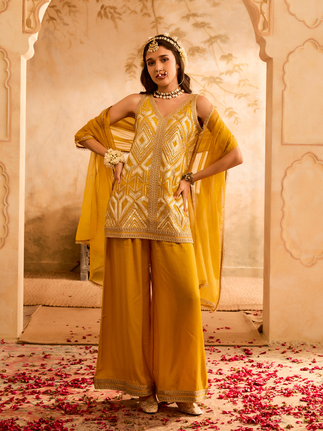 Sunehri Umeed Yellow Gota Embroidered Kurta Set