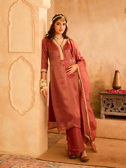 Ruhani Rang Rust Silk Shimmer Kurta Set