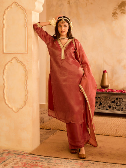 Ruhani Rang Rust Silk Shimmer Kurta Set