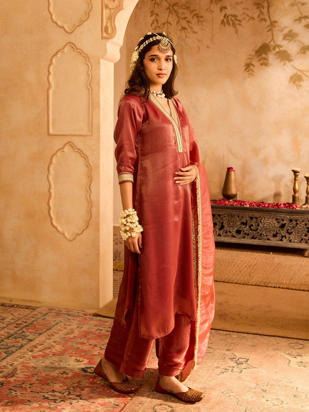 Ruhani Rang Rust Silk Shimmer Kurta Set