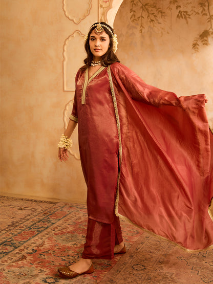 Ruhani Rang Rust Silk Shimmer Kurta Set