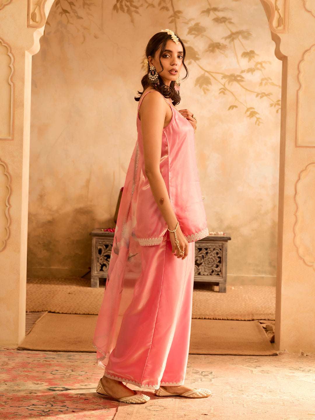 Neel Dhara PInk Embroidered Palazzo Set