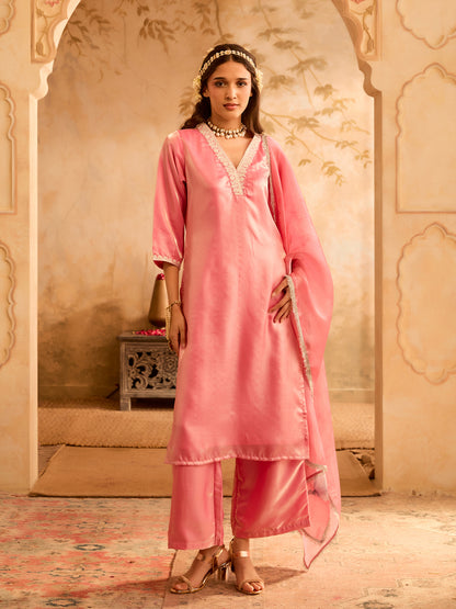 Gulaabi Afsana Pink Embroidered Kurta Set