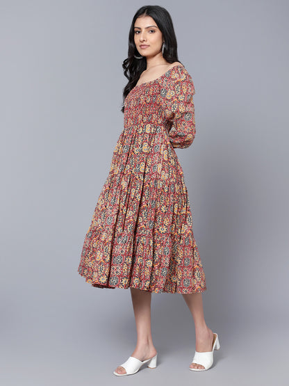 Womens Printed MIDI Dress