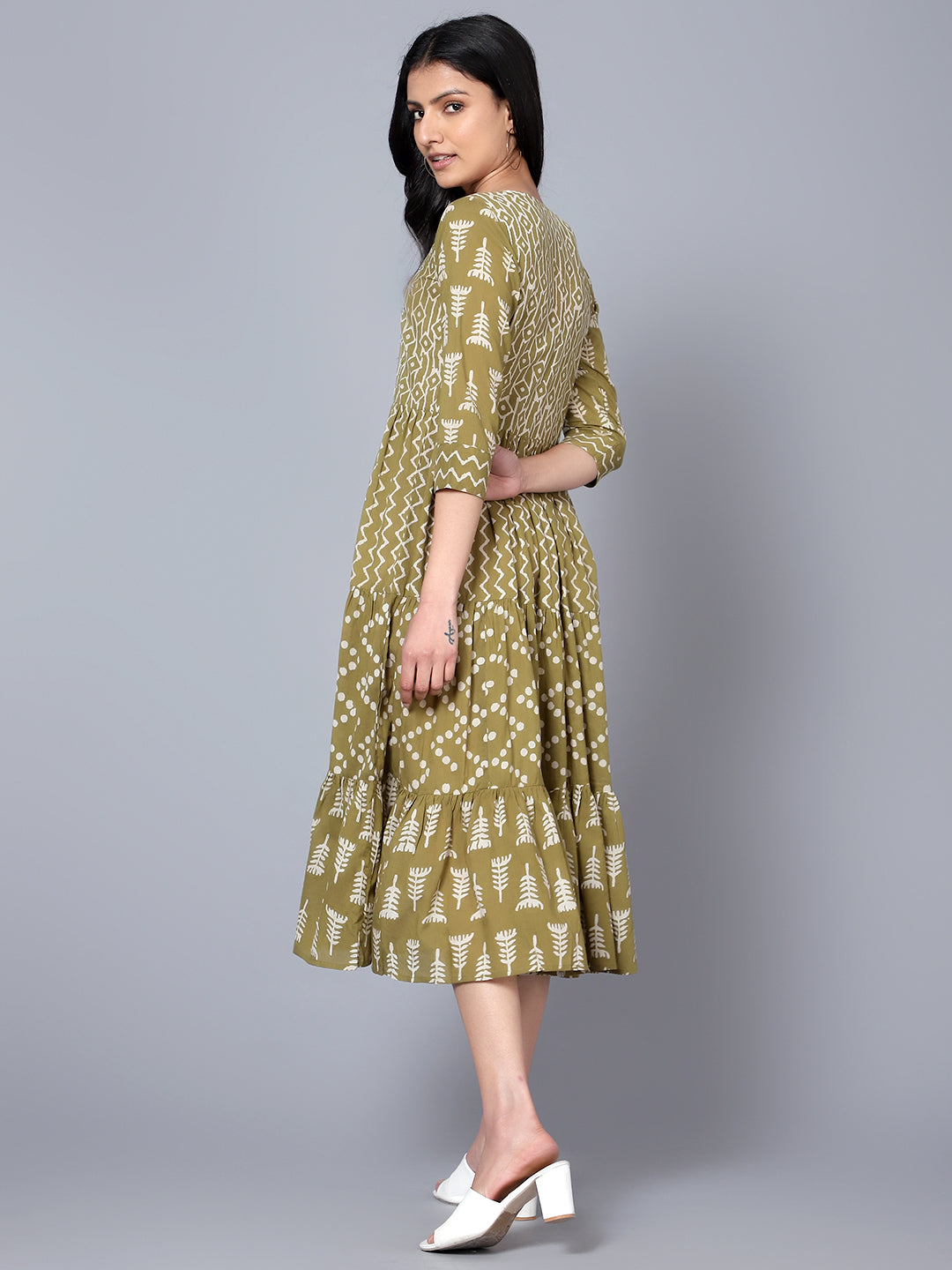 Womens Printed MIDI Dress