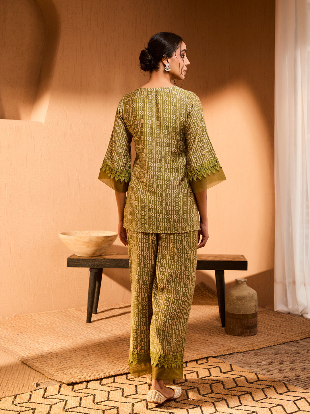 Bani Women Elegant Green Tunic & Palazzo Co-Ord Set