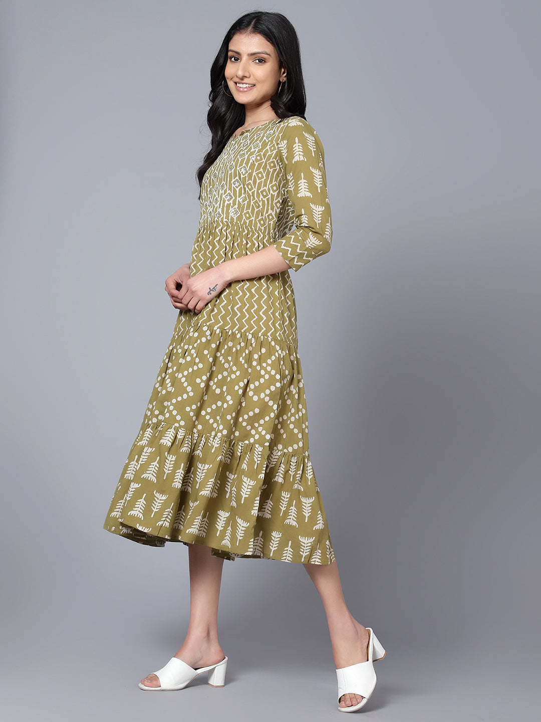 Womens Printed MIDI Dress